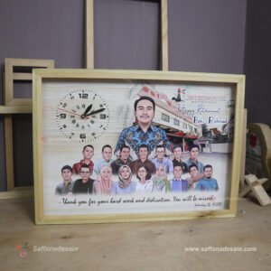 Karikatur Standart - Jam Custom A3 3D Natural Wood