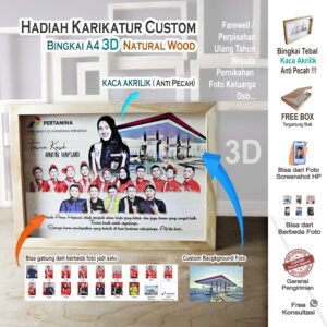 Karikatur Standart + Bingkai 3D A4 Natural Wood